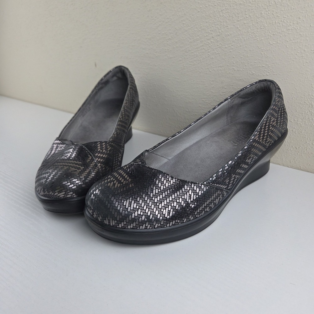 Alegria Women's Flirt‎ Dazzler Leather Pewter Wedge Size 9.5